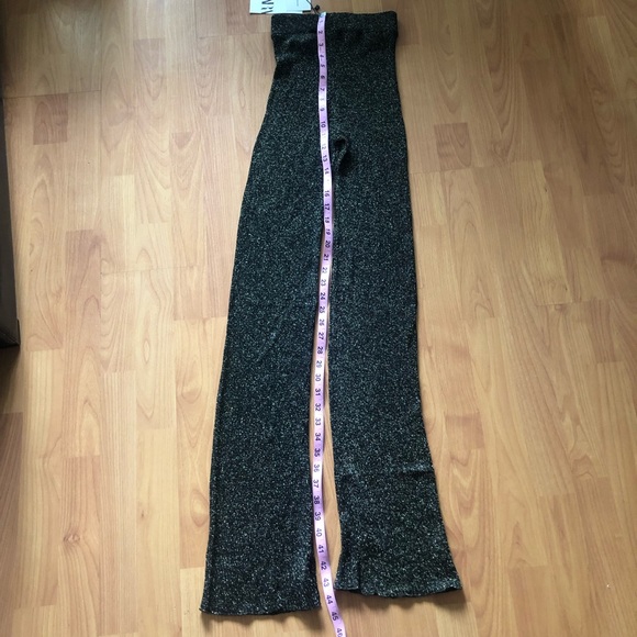 High waisted black and gold metallic knit pants - Picture 4 of 7